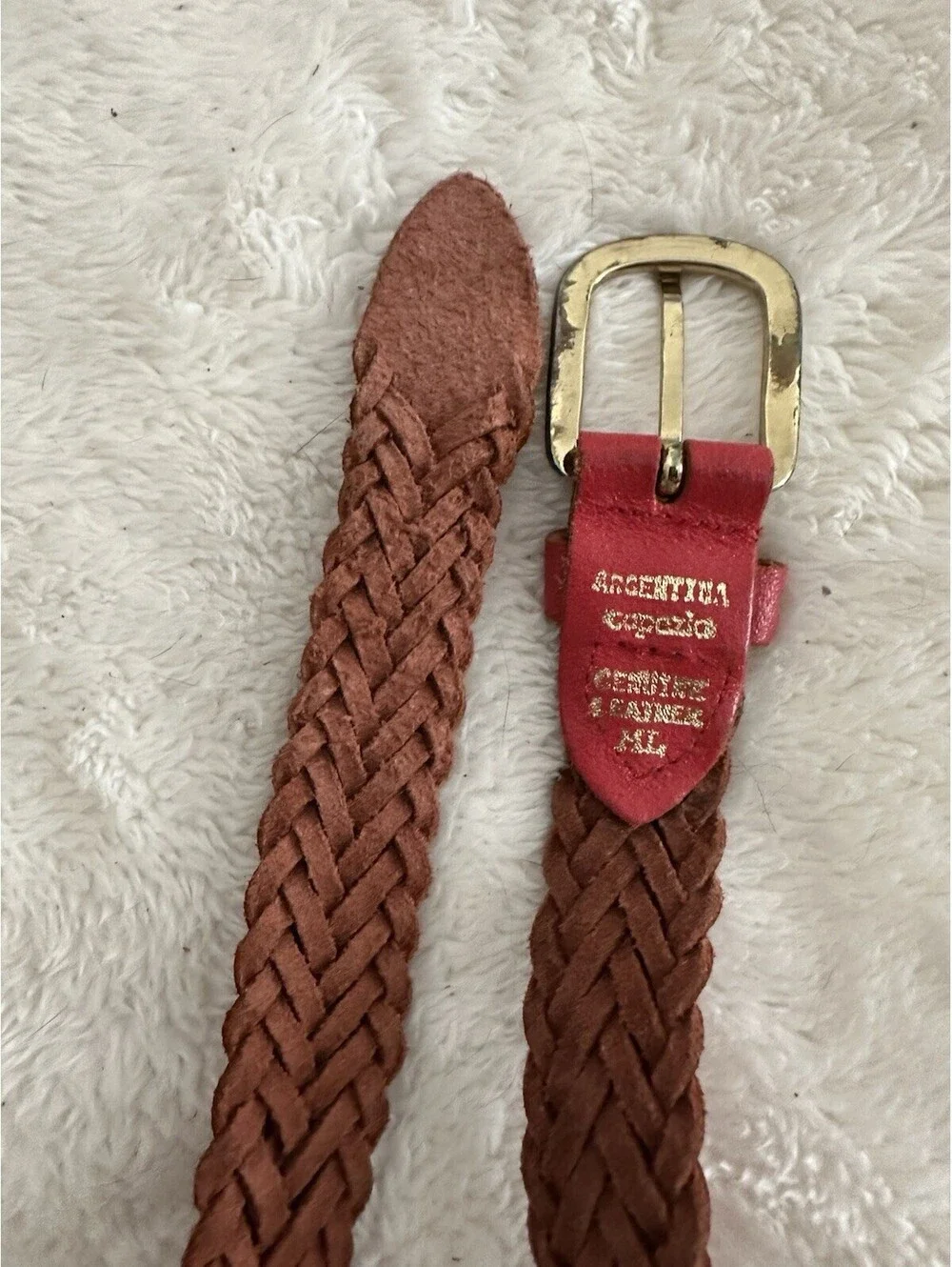 Capezio Argentina Braided Leather Belt – Red – Made in Argentina